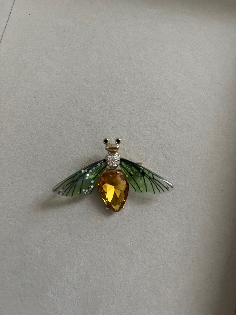 Gold-Tone Green and Amber Insect Brooch - Women Jewelry